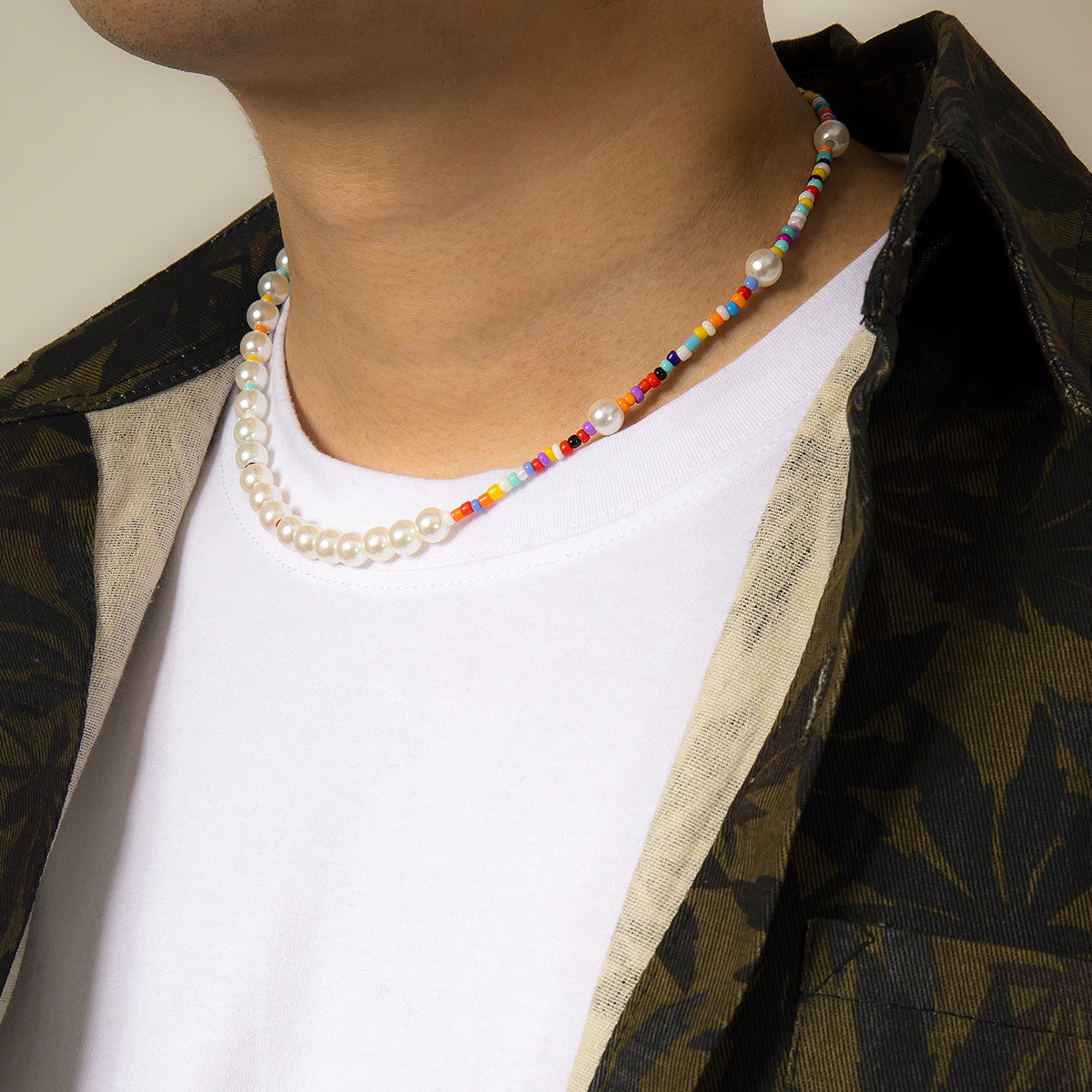 Pearl & Multi-Colored Rice Beads Necklace - Damned Threads